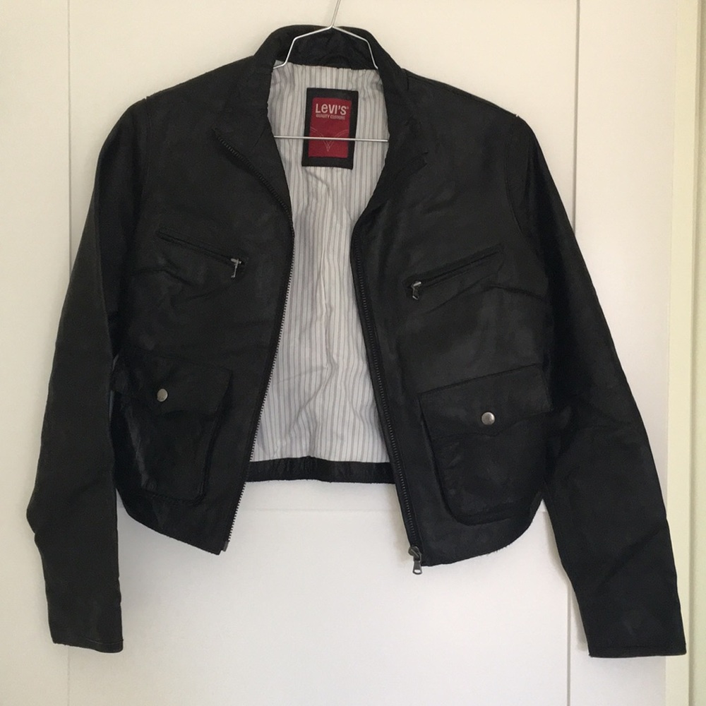 Levi’s black leather Moto jacket (size M)